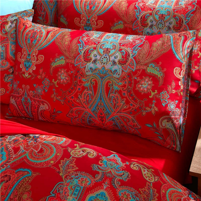 91家纺网 家纺一手货源 找家纺 优然居家纺 全棉柔丝缎四件套嫁衣