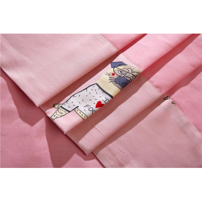 91家纺网 家纺一手货源 找家纺 优然居家纺 全棉柔丝缎四件套萌宠