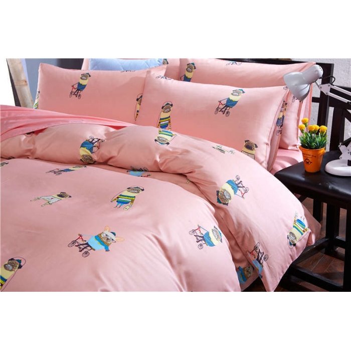 91家纺网 家纺一手货源 找家纺 优然居家纺 全棉柔丝缎四件套萌宠