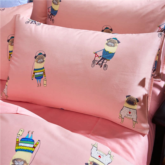 91家纺网 家纺一手货源 找家纺 优然居家纺 全棉柔丝缎四件套萌宠