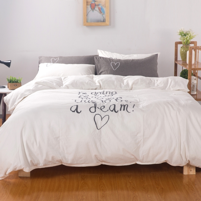 91家纺网 家纺一手货源 找家纺 优然居家纺 水洗棉绣花四件套水洗棉小树白