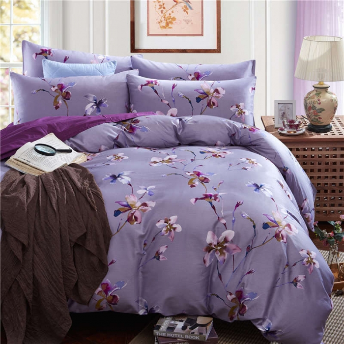 91家纺网 家纺一手货源 找家纺 优然居家纺 全棉柔丝缎四件套普罗旺斯