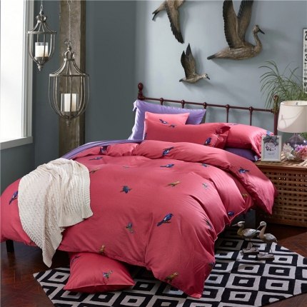 91家纺网 家纺一手货源 找家纺 优然居家纺 60支长绒棉印花四件套歌德