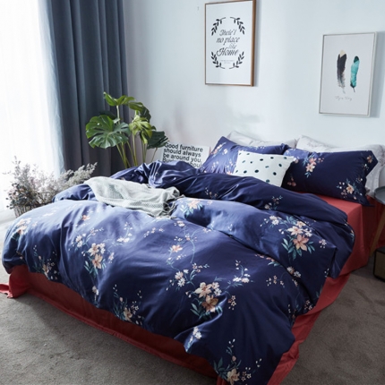 91家纺网 家纺一手货源 找家纺 优然居家纺 60支长绒棉印花四件套伊恩