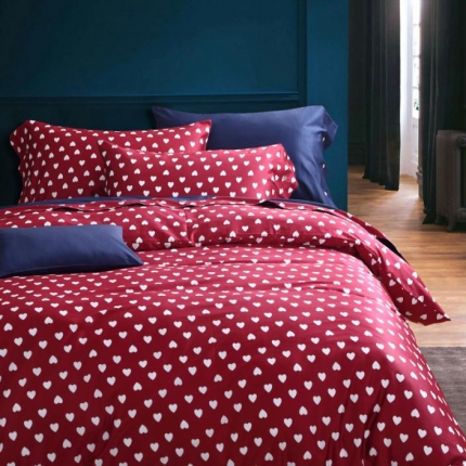 优然居家纺 60支长绒棉印花四件套H001爱心款