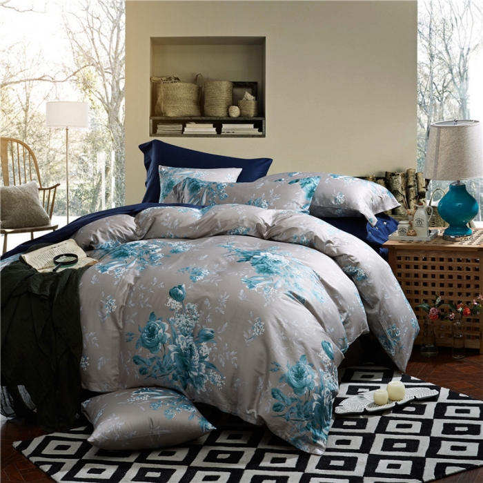 91家纺网 家纺一手货源 找家纺 优然居家纺 60支长绒棉印花四件套H032辛亚