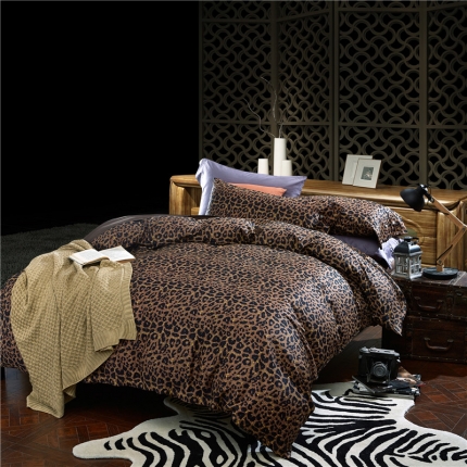 优然居家纺 60支长绒棉印花四件套豹纹