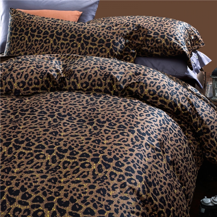 91家纺网 家纺一手货源 找家纺 优然居家纺 60支长绒棉印花四件套豹纹