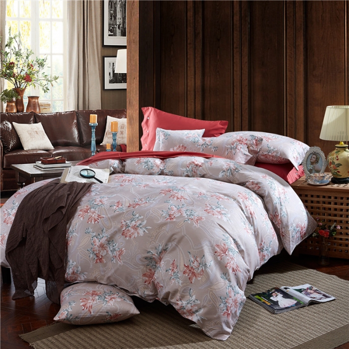 91家纺网 家纺一手货源 找家纺 优然居家纺 60支长绒棉印花四件套莉莉安