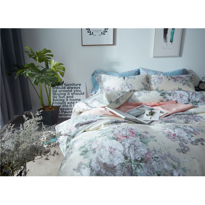 91家纺网 家纺一手货源 找家纺 优然居家纺 60支长绒棉印花四件套蔷薇花开