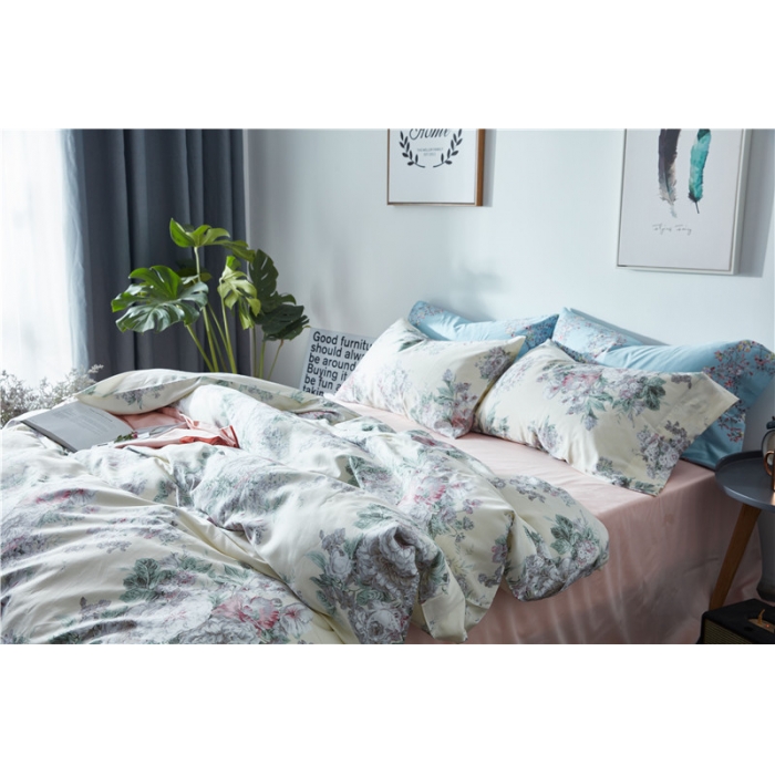 91家纺网 家纺一手货源 找家纺 优然居家纺 60支长绒棉印花四件套蔷薇花开