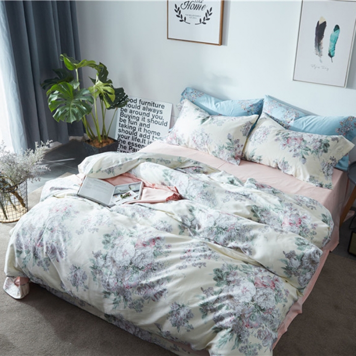 91家纺网 家纺一手货源 找家纺 优然居家纺 60支长绒棉印花四件套蔷薇花开