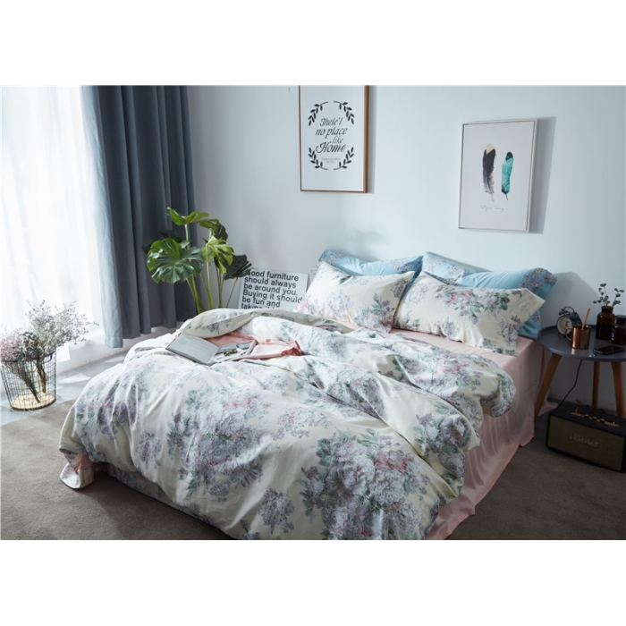 91家纺网 家纺一手货源 找家纺 优然居家纺 60支长绒棉印花四件套蔷薇花开