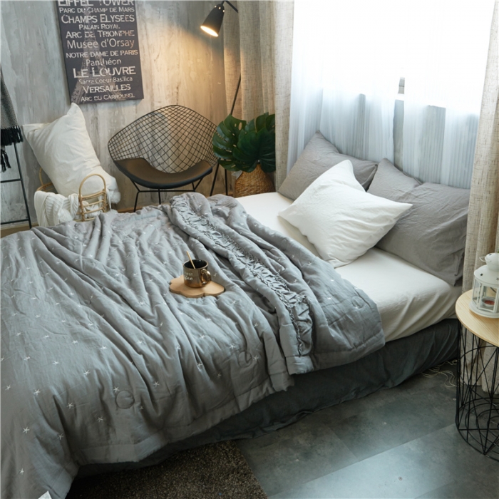 91家纺网 家纺一手货源 找家纺 优然居家纺 2017新品夏被 灰色