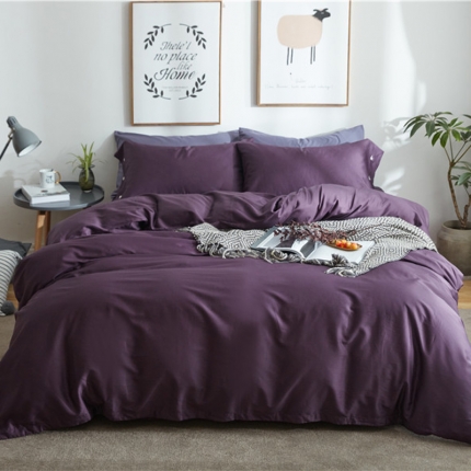 91家纺网 家纺一手货源 找家纺 优然居家纺  60支长绒棉纯色四件套冷艳紫