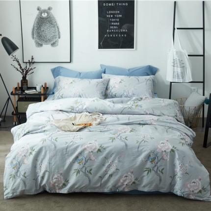 91家纺网 家纺一手货源 找家纺 优然居家纺 60支长绒棉印花四件套艾薇