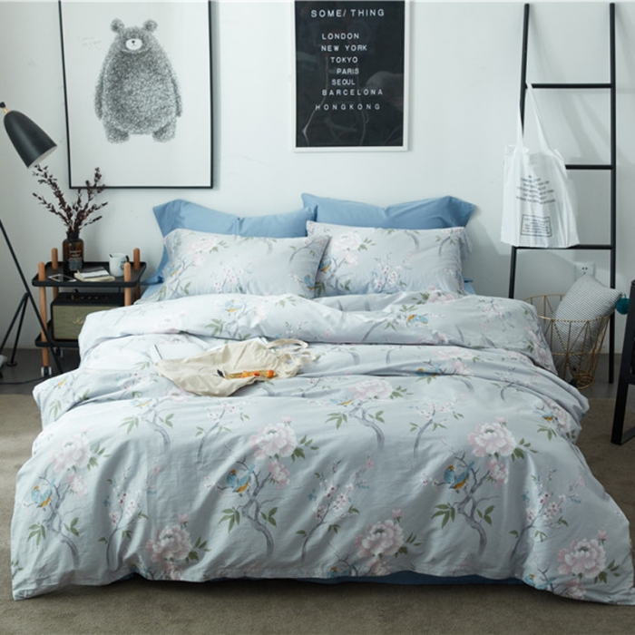 91家纺网 家纺一手货源 找家纺 优然居家纺 60支长绒棉印花四件套艾薇