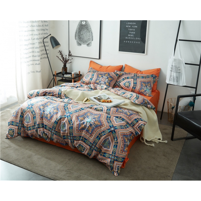 91家纺网 家纺一手货源 找家纺 优然居家纺 60支长绒棉印花四件套奥丽娜