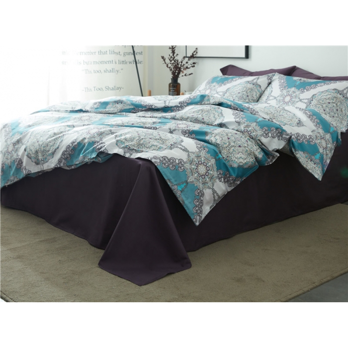 91家纺网 家纺一手货源 找家纺 优然居家纺 60支长绒棉印花四件套伊芙琳