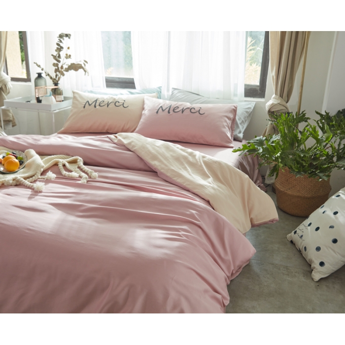 91家纺网 家纺一手货源 找家纺 （总）优然居家纺  60长绒棉文艺双拼撞色刺绣系列四件套