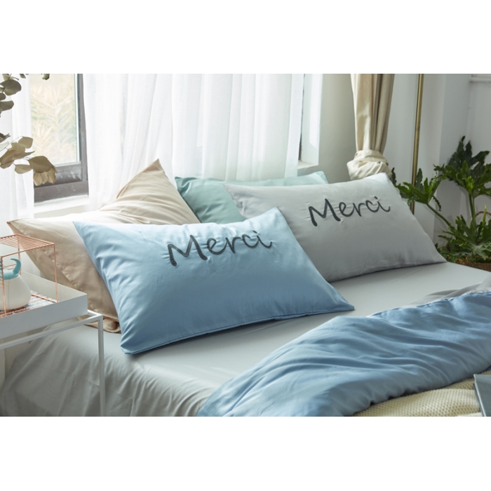 91家纺网 家纺一手货源 找家纺 优然居家纺  60长绒棉文艺双拼撞色刺绣系列四件套青涩初恋