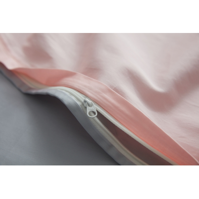 91家纺网 家纺一手货源 找家纺 优然居家纺  60长绒棉文艺双拼撞色刺绣系列四件套粉灰