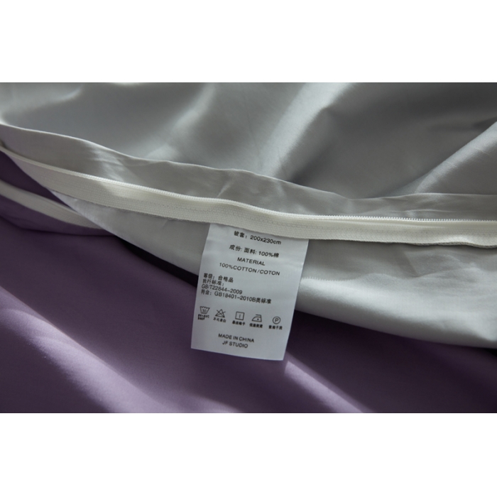 91家纺网 家纺一手货源 找家纺 优然居家纺  60长绒棉文艺双拼撞色刺绣系列四件套紫色记忆