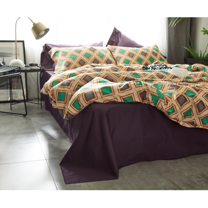 91家纺网 家纺一手货源 找家纺 优然居家纺 60支长绒棉贡缎印花新品四件套柏琳