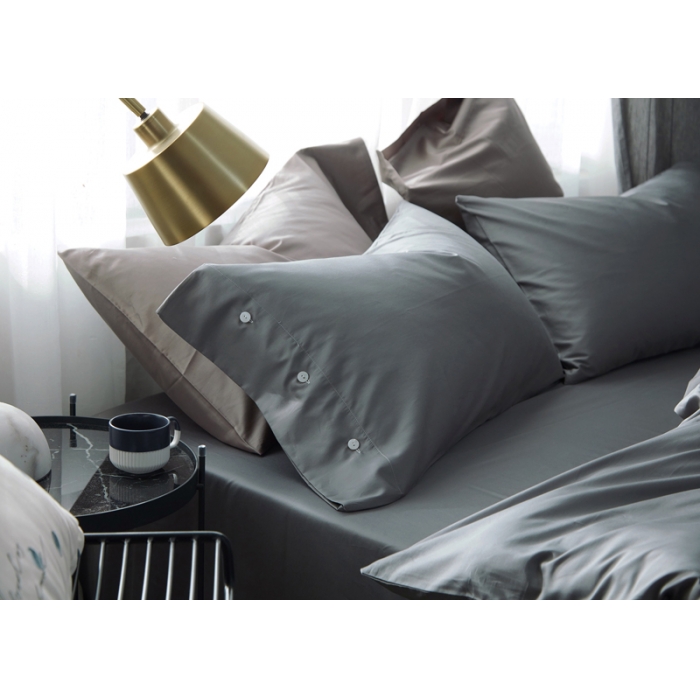 91家纺网 家纺一手货源 找家纺 优然居家纺 60支长绒棉贡缎印花新品四件套纯色深灰