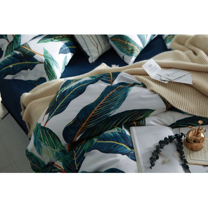 91家纺网 家纺一手货源 找家纺 优然居家纺  2018新款长绒棉印花第一批罗叶