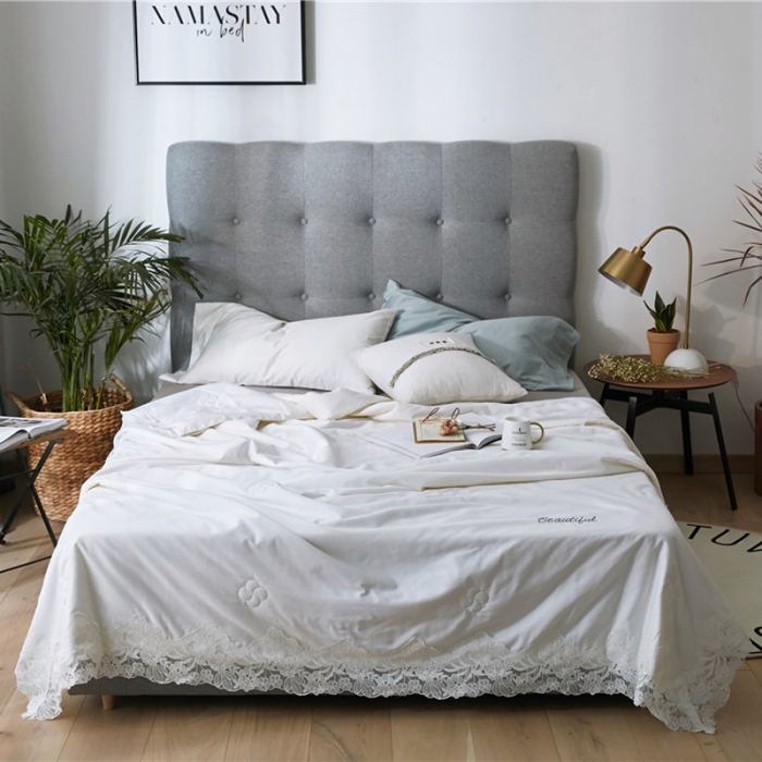 91家纺网 家纺一手货源 找家纺 优然居家纺 2018长绒棉蕾丝花边公主风格夏被 牛奶白