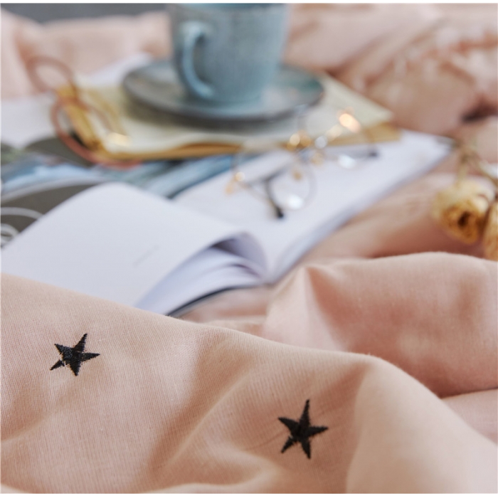 91家纺网 家纺一手货源 找家纺 优然居家居 2018新款星星夏被 双层纱红驼星星