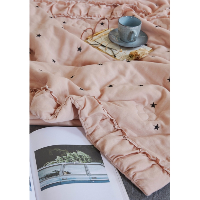 91家纺网 家纺一手货源 找家纺 优然居家居 2018新款星星夏被 双层纱红驼星星