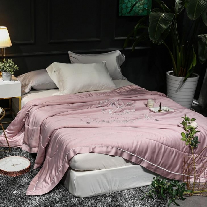 91家纺网 家纺一手货源 找家纺 优然居家居 2018长绒棉公主风格夏被 豆沙色