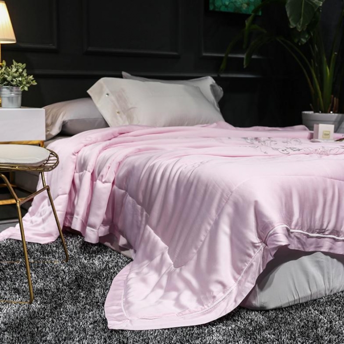 91家纺网 家纺一手货源 找家纺 优然居家居 2018长绒棉公主风格夏被 粉色