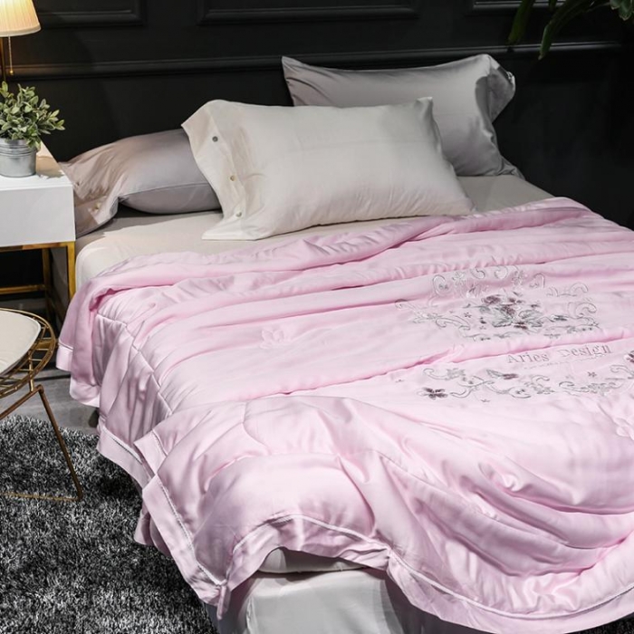 91家纺网 家纺一手货源 找家纺 优然居家居 2018长绒棉公主风格夏被 粉色
