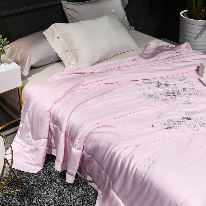 91家纺网 家纺一手货源 找家纺 优然居家居 2018长绒棉公主风格夏被 粉色