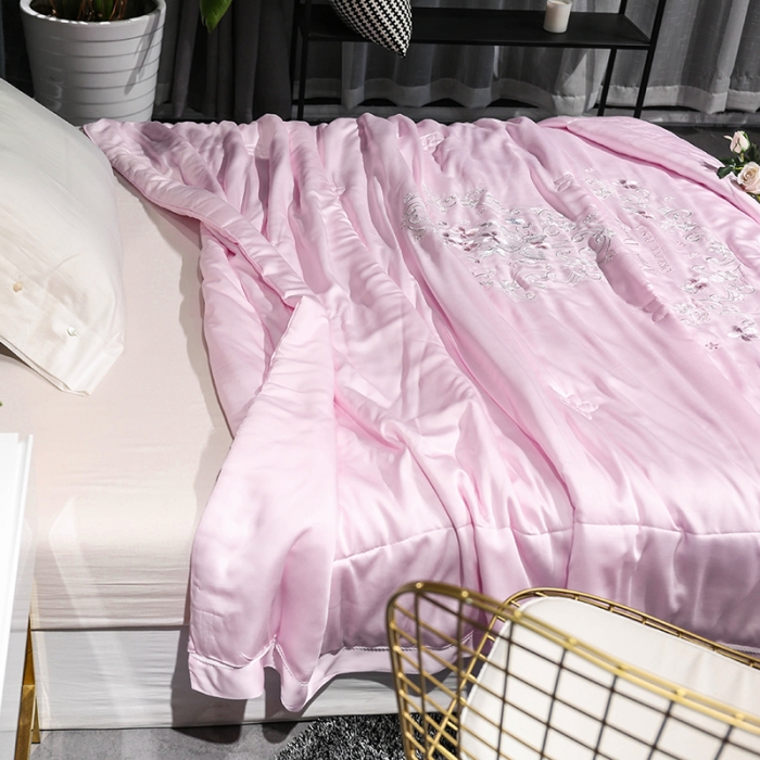 91家纺网 家纺一手货源 找家纺 优然居家居 2018长绒棉公主风格夏被 粉色