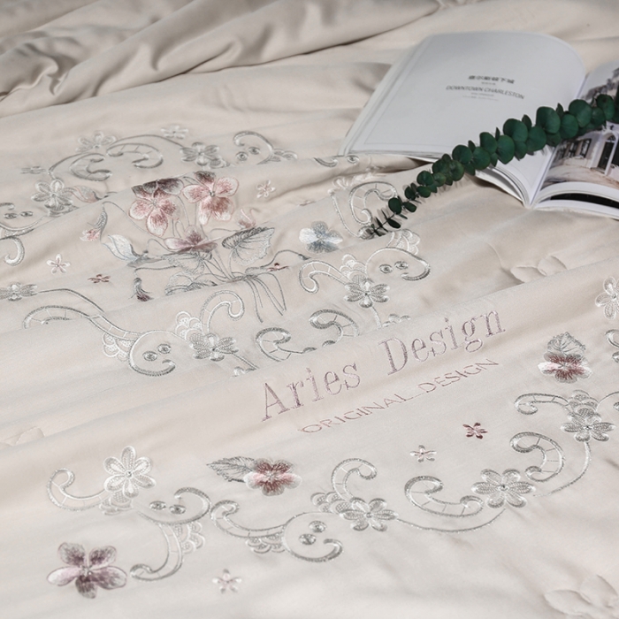 91家纺网 家纺一手货源 找家纺 优然居家居 2018长绒棉公主风格夏被 米驼色