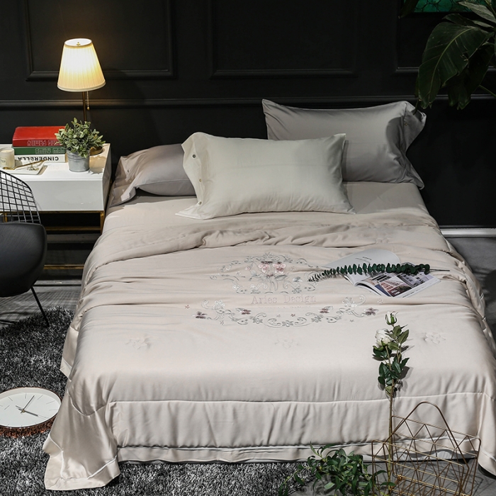 91家纺网 家纺一手货源 找家纺 优然居 50天丝夏被 米驼色