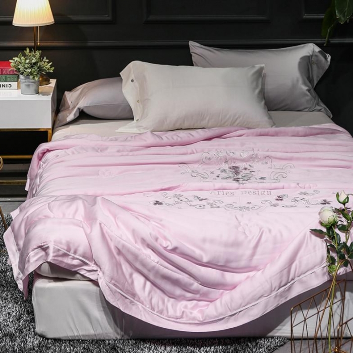 91家纺网 家纺一手货源 找家纺 优然居 50天丝夏被 粉红色