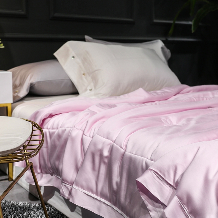 91家纺网 家纺一手货源 找家纺 优然居 50天丝夏被 粉红色