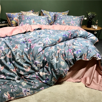 91家纺网 家纺一手货源 找家纺 优然居家纺 2019新款数码印花四件套 花之蝶