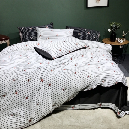 优然居家纺 2019新款数码印花四件套 初恋白