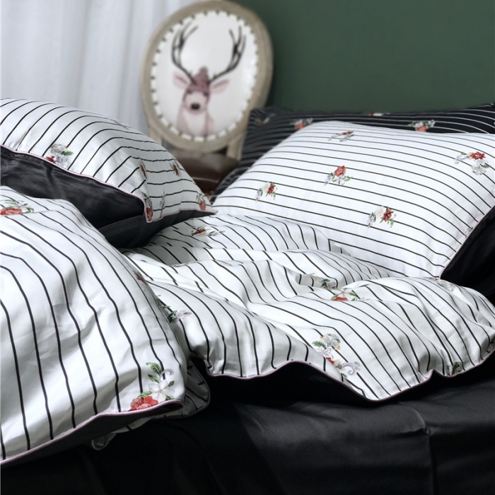 91家纺网 家纺一手货源 找家纺 优然居家纺 2019新款数码印花四件套 初恋白