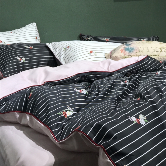 91家纺网 家纺一手货源 找家纺 优然居家纺 2019新款数码印花四件套 初恋黑