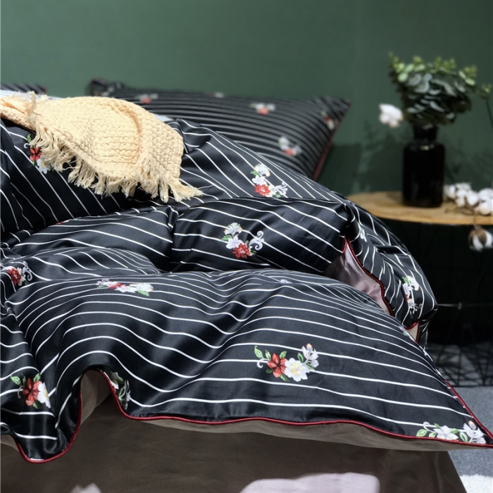 91家纺网 家纺一手货源 找家纺 优然居家纺 2019新款数码印花四件套 初恋黑