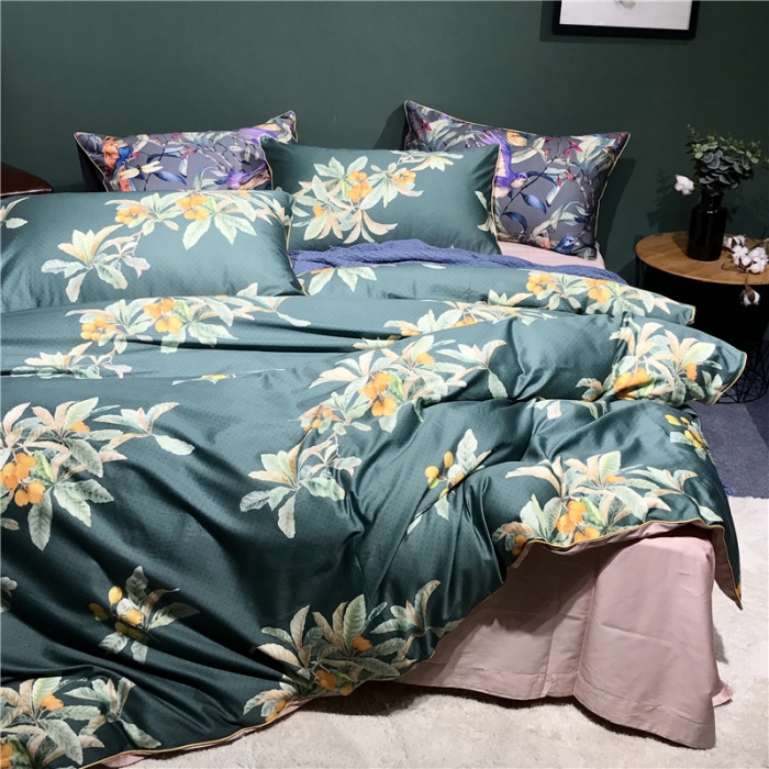 91家纺网 家纺一手货源 找家纺 优然居家纺 2019新款数码印花四件套 硕果累累