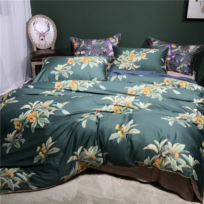 91家纺网 家纺一手货源 找家纺 优然居家纺 2019新款数码印花四件套 硕果累累