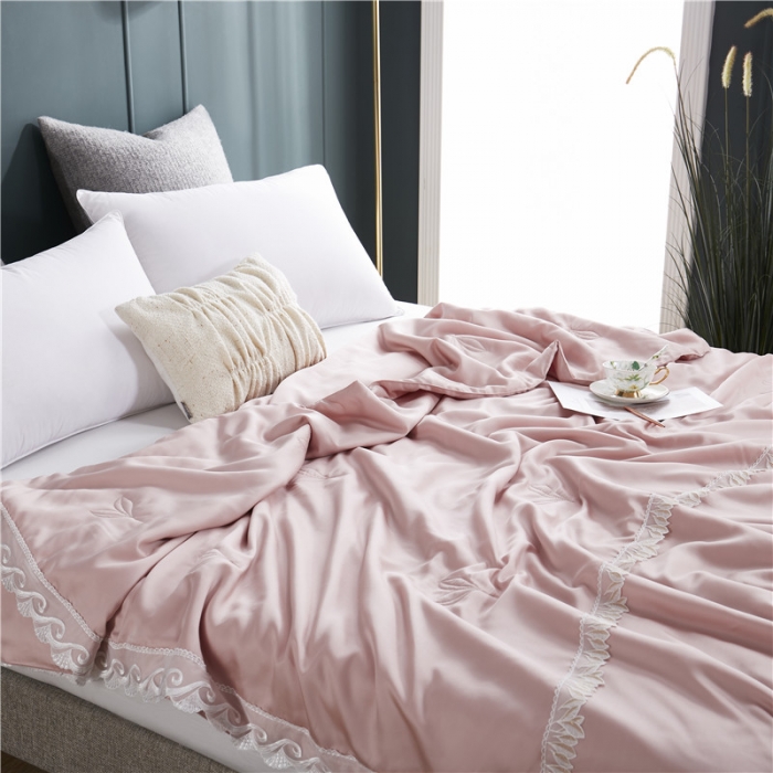 91家纺网 家纺一手货源 找家纺 优然居家纺 2019新款60支兰精天丝夏被 豆沙粉